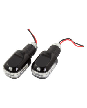 Bike It Black 18mm Bar Ends With Amber LED Indicators