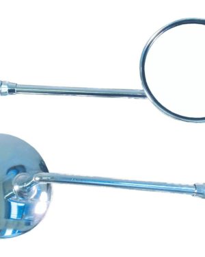 Bike It Universal Chrome Round Mirror With 8/10mm Thread, Removable Knuckle And Adaptors 1pc - #U30650  