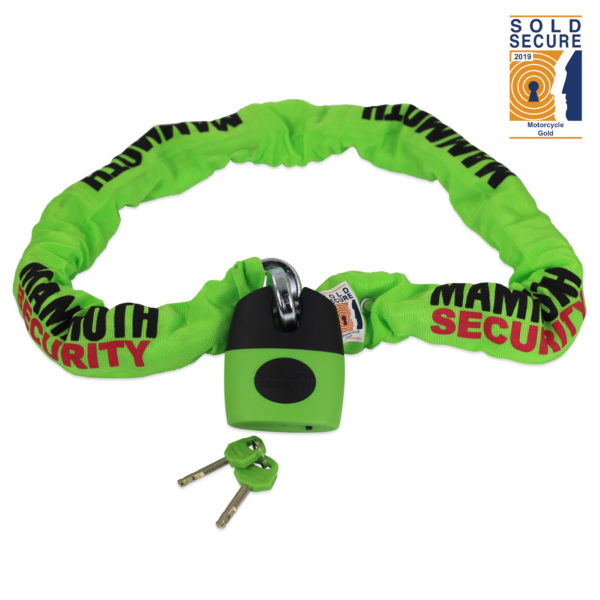 Mammoth Sold Secure Gold Approved 12mm x 1.2m Square Chain With Shackle Lock