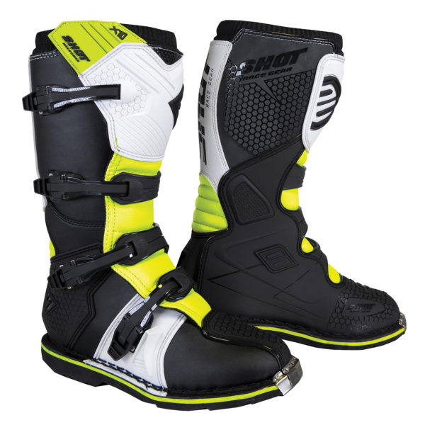2020 Shot X10 2.0 MX Boots Adult - Black/White/Yellow - UK 7 / EUR 41