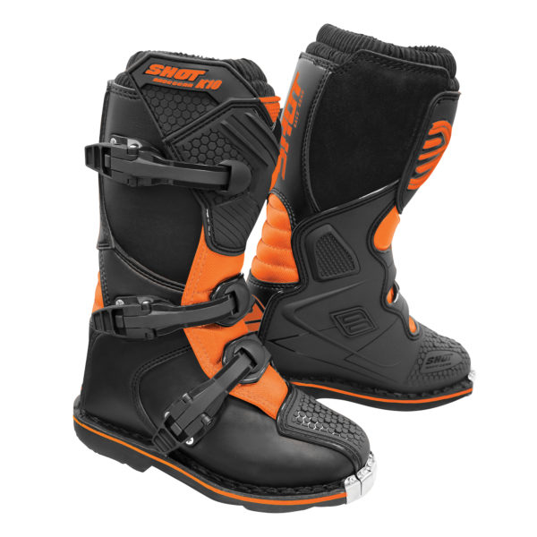 2020 Shot K10 2.0 MX Boots Kids - Black/Neon Orange - UK 4 / EUR 37