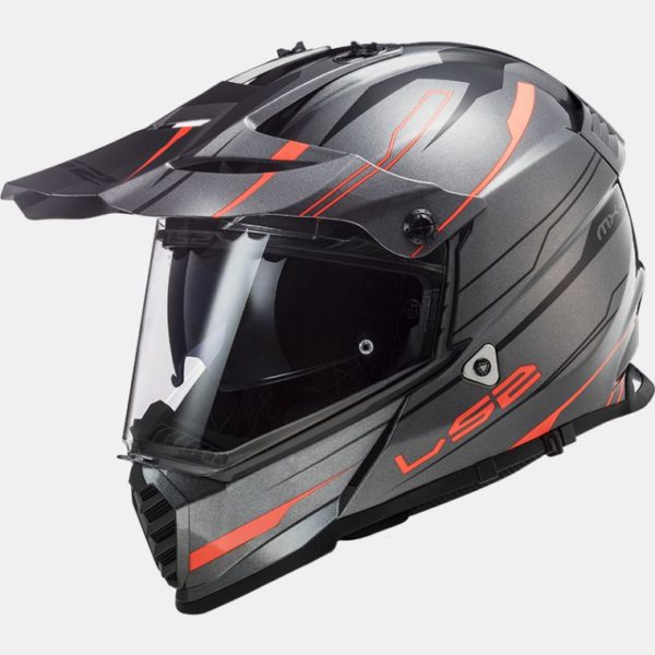 LS2 MX436 Pioneer Evo Knight Titanium Orange L