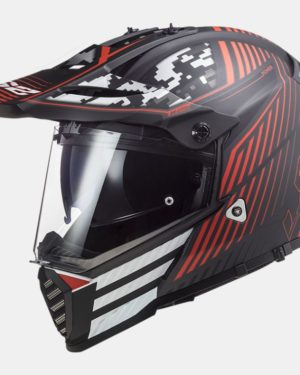 LS2 MX436 Pioneer Evo Saturn Matt Black Red Large