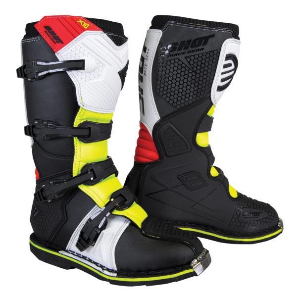 2020 Shot X10 2.0 MX Boots Adult - Black/Red/White/Yellow - UK 10 / EUR 44